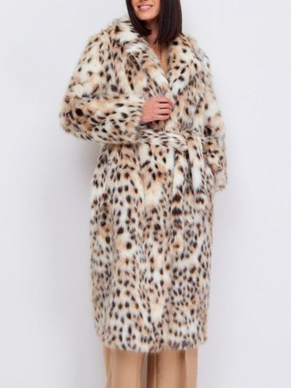 Damen Kunstpelzmantel mit Leopardenmuster – Lange Winterjacke mit Gürtel & Anzugkragen_voghion.com