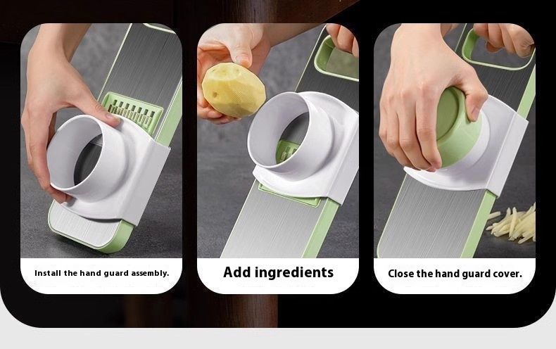 5-in-1 Multi-Functional Vegetable Slicer - Stainless Steel Grater For Potato, Carrot & Cucumber With Finger Guard (Compact, Dishwasher Safe)_voghion.com
