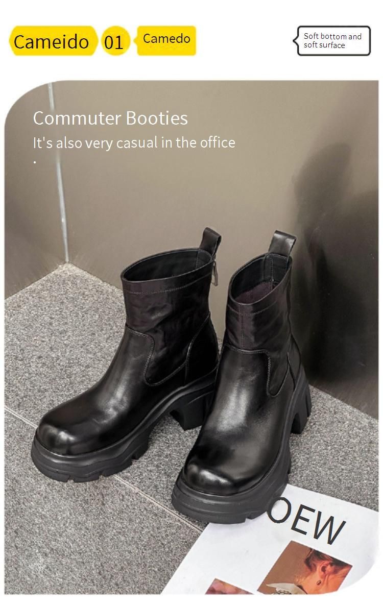 Cameido Women's Short Thick - Soled Round - Toe Pull - Tab Warm Winter Boots For Petite Height Increase_voghion.com