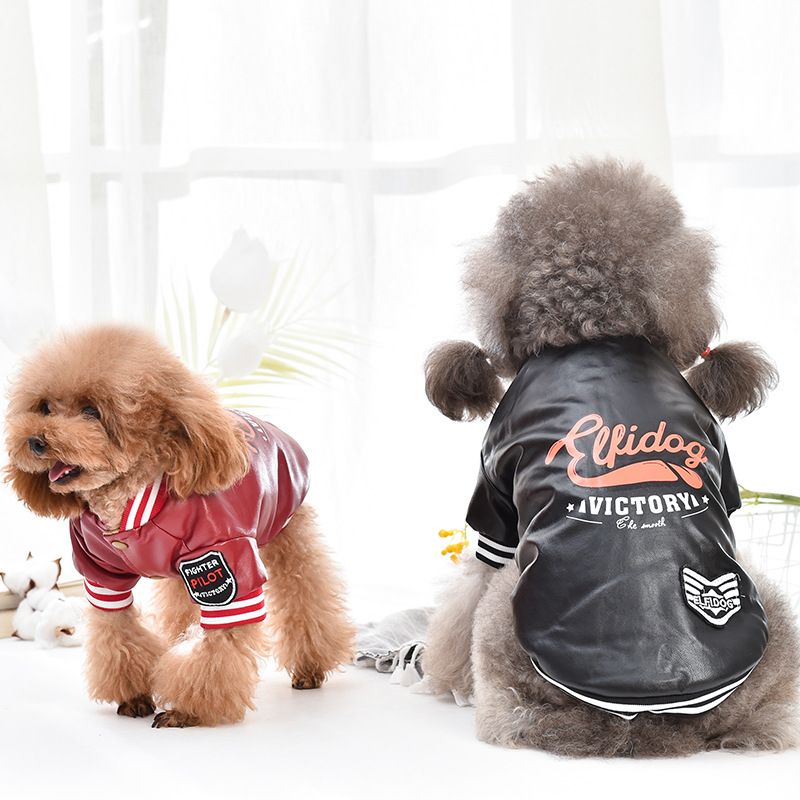 Teddy Bichon Fleece Flight Jacket Dog Clothes Autumn Winter Outfit_voghion.com