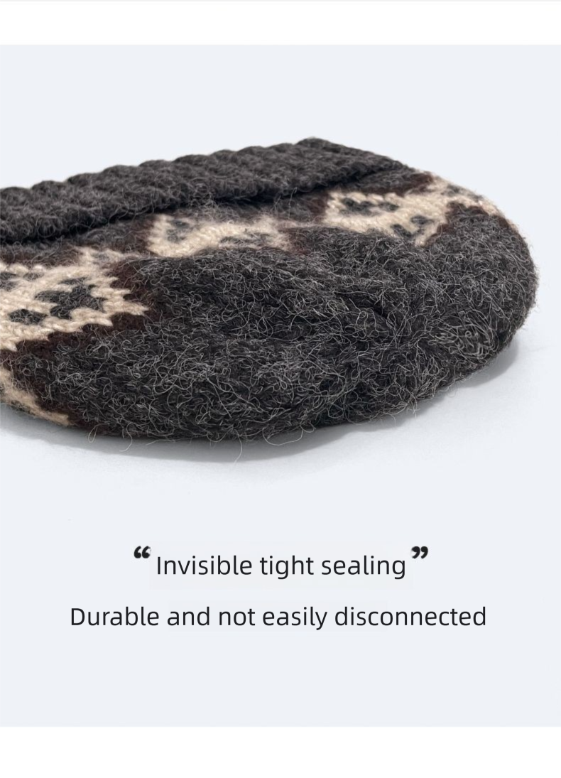 Fleece-Lined Knitted For Men Fair Isle Knit Head Wrap Black Cold Autumn Winter Men's Wool Hat_voghion.com