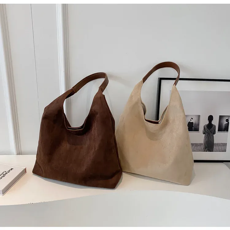 Borse a tracolla vintage da donna, grandi capacità, tinta unita, semplici, casual, da pendolare, retrò, per la spesa_voghion.com