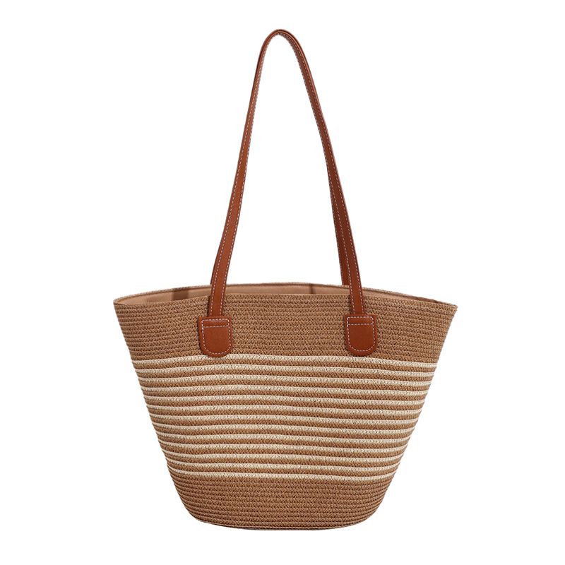 for Women Summer Handbag Beach Tote Large Capacity Woven Shoulder Rattan Straw Bucket Bag Trendy_voghion.com
