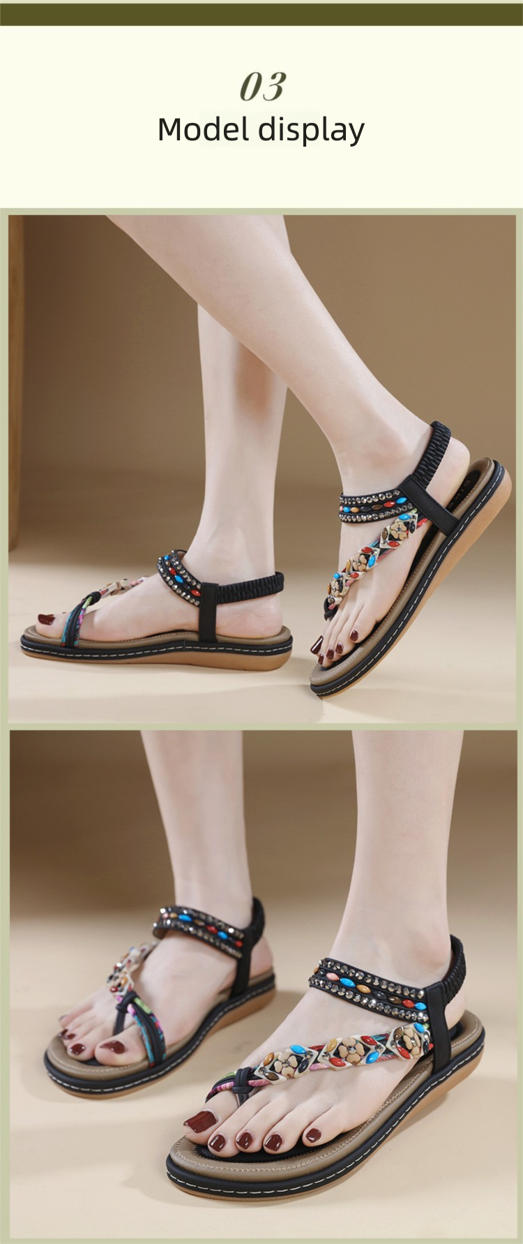 W676-3 Nieuwe zomer 2025 met strass steentjes, comfortabele, casual strand sandalen met ronde neus en platte neus_voghion.com