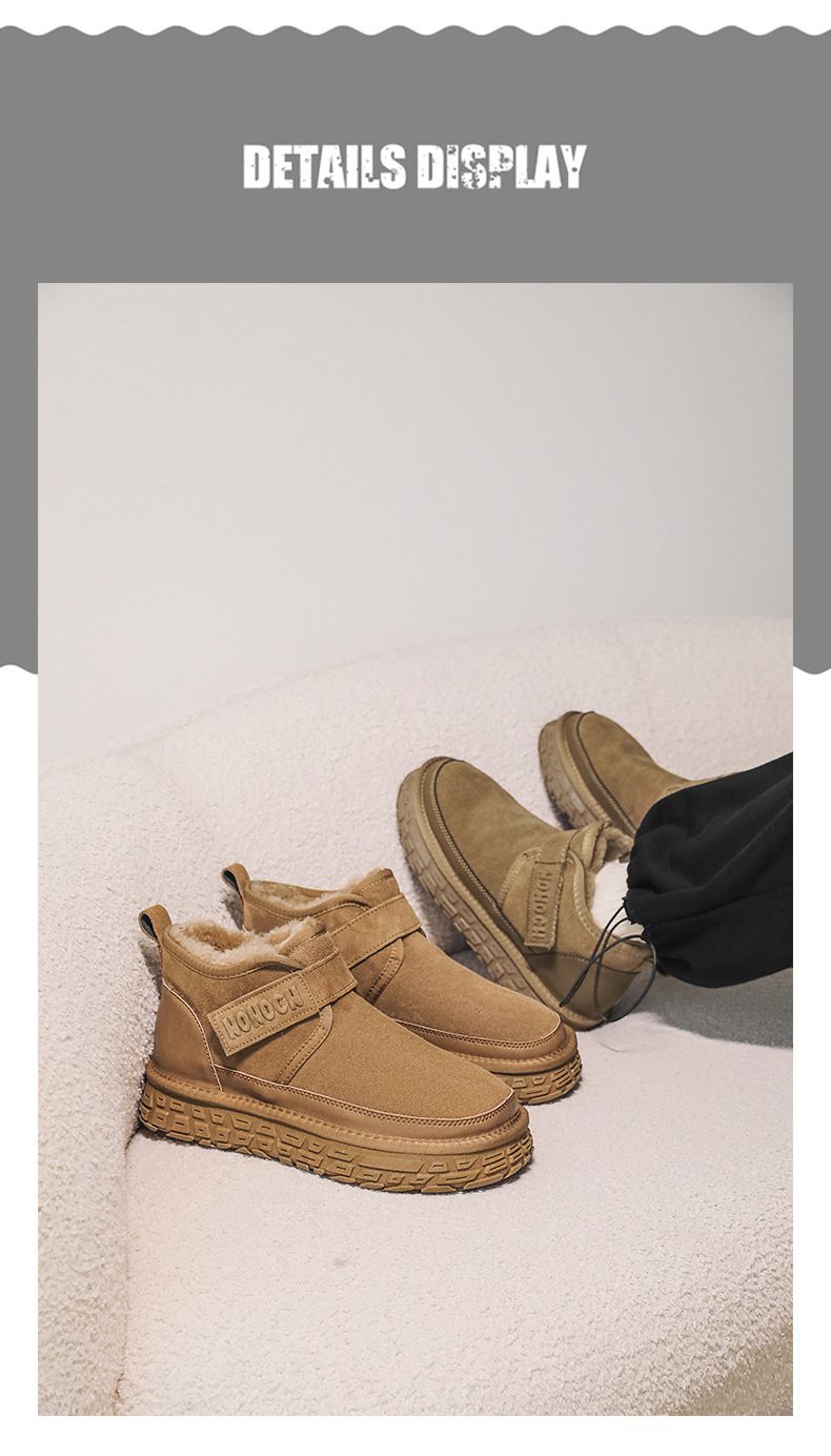 Herrenschuhe Schneestiefel Herren Winter Neue warme Baumwollschuhe Dicke Sohle Erhöhung Brotschuhe Rutschfeste Slip-On-Schuhe Kurzer Plüsch_voghion.com