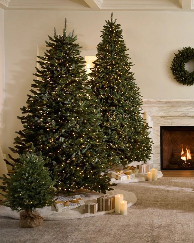 Albero di Natale in PE di alta qualità con luci e gonna opzionali - Albero artificiale completo da 150 cm/180 cm/210 cm/240 cm per decorazioni per la casa e le feste_voghion.com