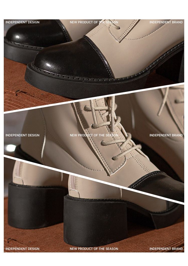 Autumn/Winter platform skinny boots Mid-leg British style ankle boots chunky heel boots Women's ankle boots Martin Boots 2023_voghion.com