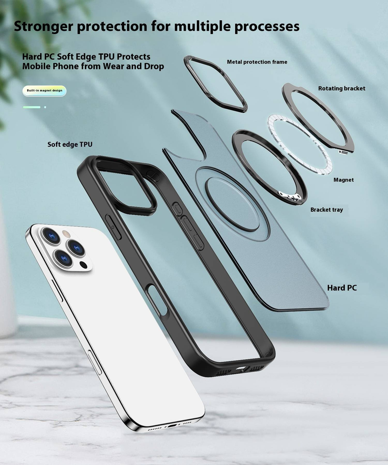 Custodia con supporto magnetico per auto Wing Series B per iPhone 16 Pro Max - Antiurto con presa sicura e rotazione a 360°_voghion.com