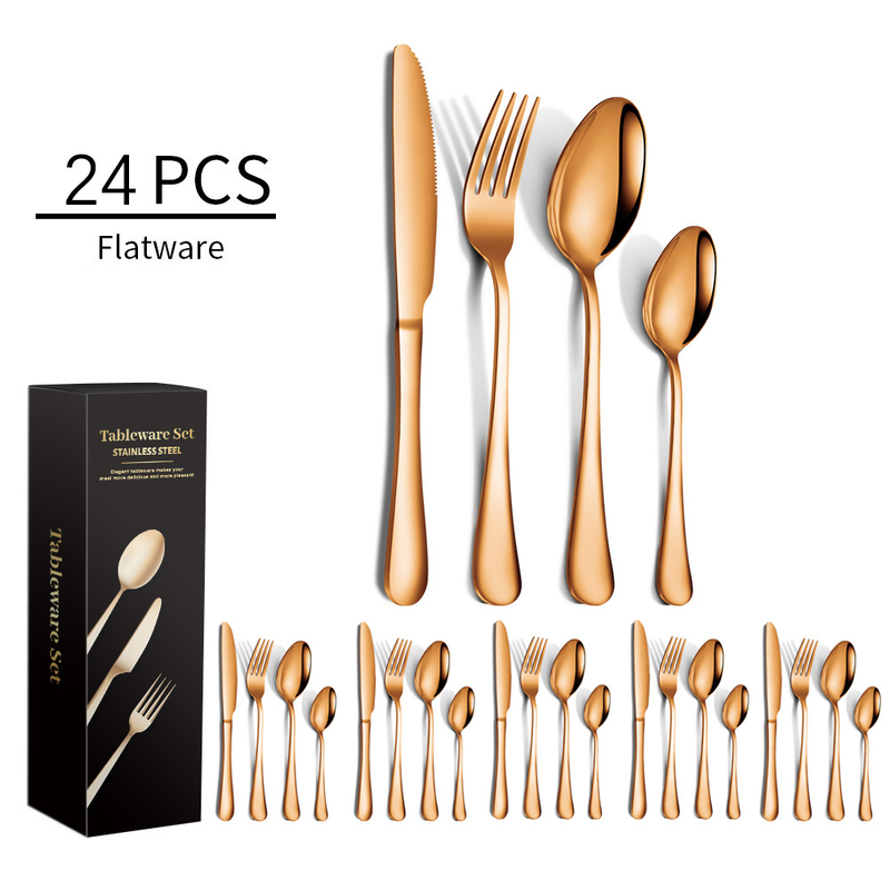 Stainless Steel Western Tableware 16/24 Pieces Of Table Knife Spoon Fork And Tea Spoon Set_voghion.com