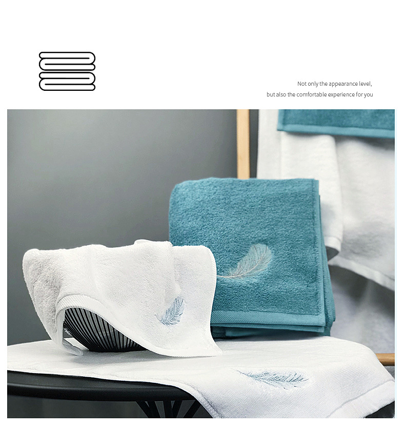 Premium Cotton Bath Towel Set With Feather Embroidery - Ultra Soft & Highly Absorbent For Adults, Couples & Home Use (Gift Ready)_voghion.com