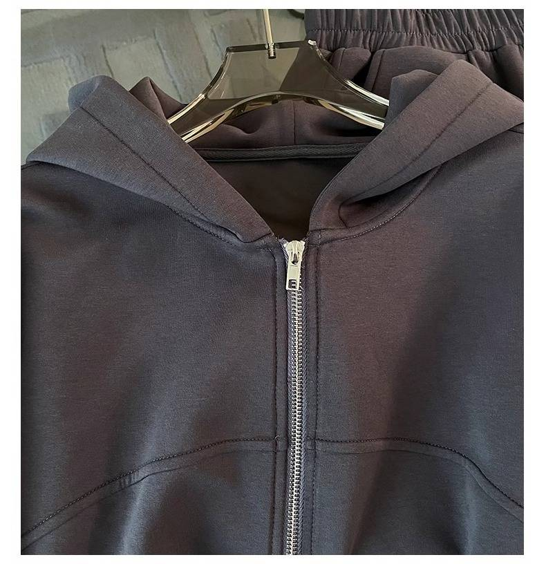 Women's Casual Sports Suit, Fashionable And Stylish, Zippered Sweatshirt, Wide-leg Pants, Two Pieces_voghion.com