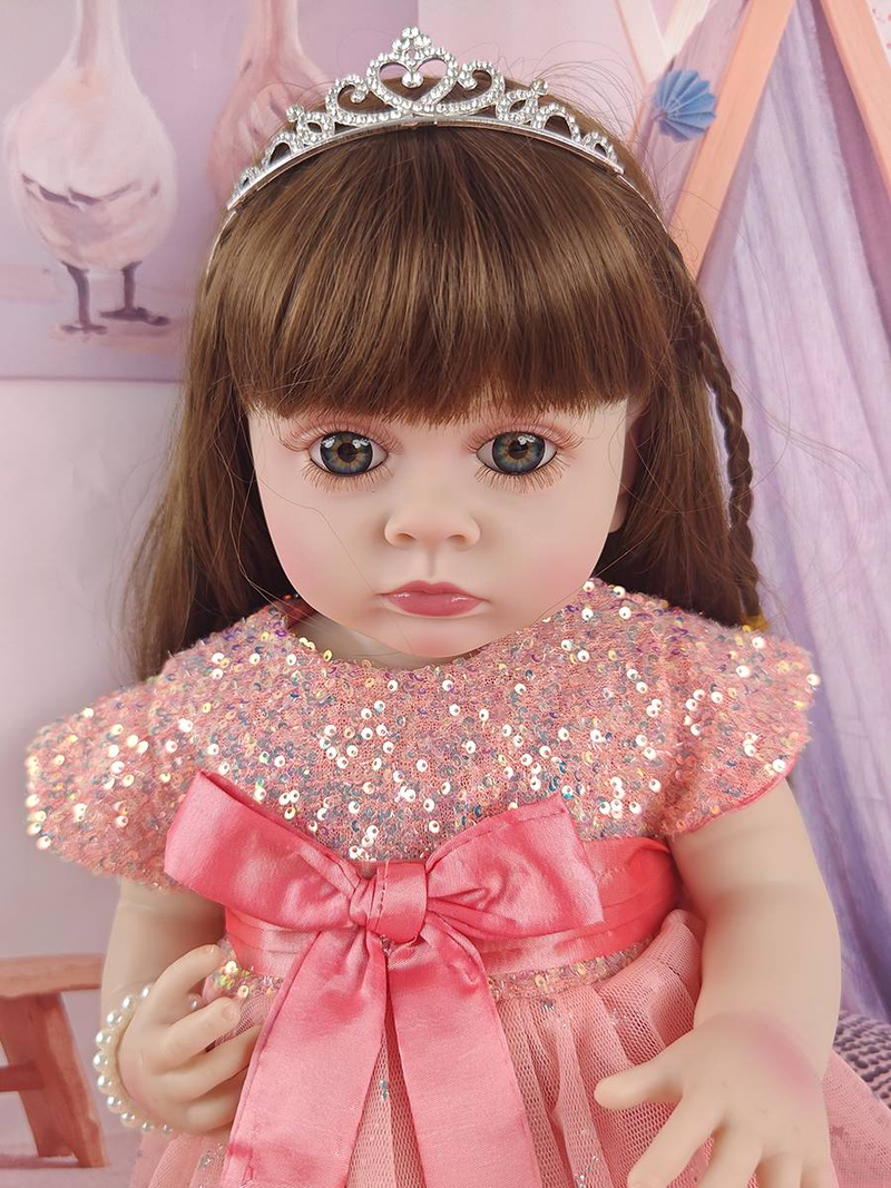 1 bambola di simulazione carina da 22 pollici con grandi occhi, bambole reborn realistiche alla moda, gioco di vestire, acconciatura fai da te, regalo di Capodanno_voghion.com