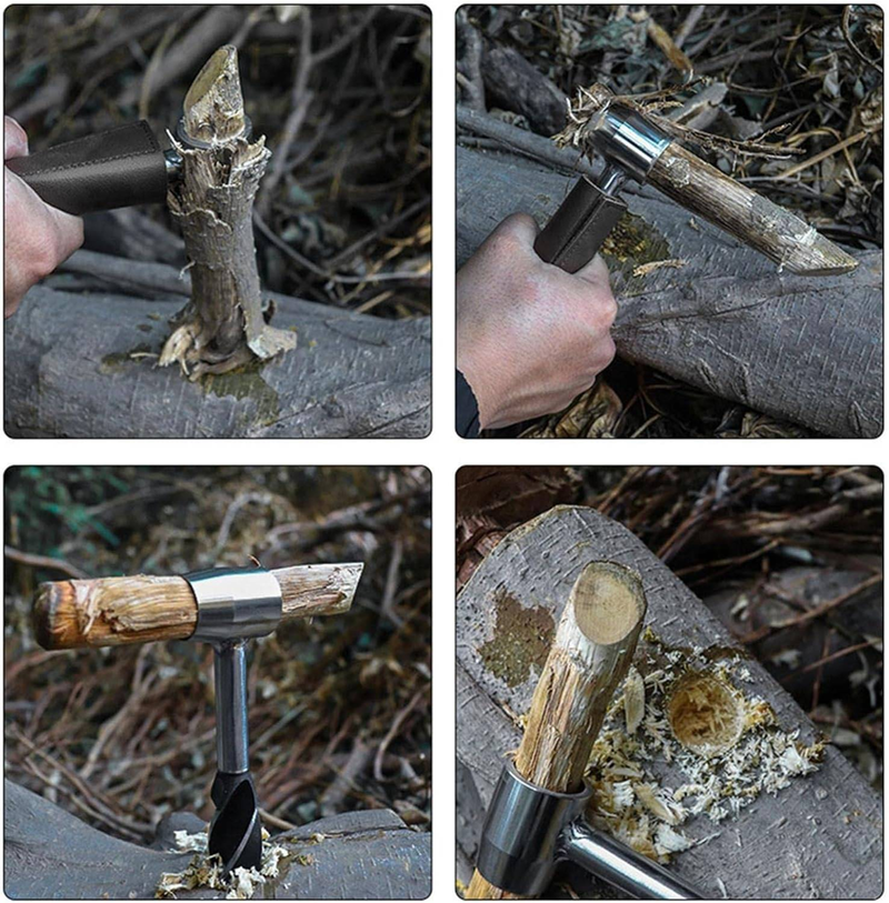 Handschraubbohrer für Campingwerkzeug, Schwarz, Grau, 16 x 4 cm_voghion.com