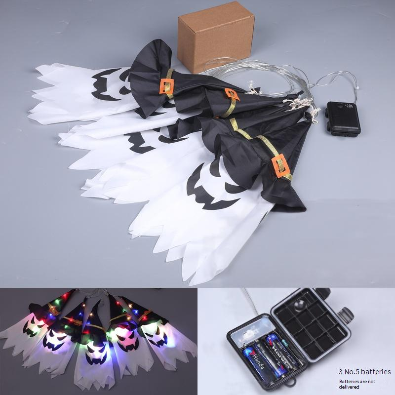 Solar-Powered Halloween Decorations - 5-Piece Witch String Lights For Outdoor, Porch, Fence, Waterproof & Energy-Efficient Spooky Party Decor_voghion.com