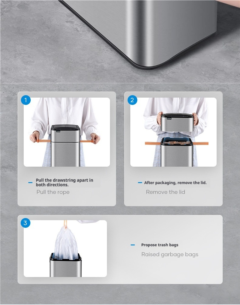 Smart Sensor Trash Can With Auto Lid, Hands-Free Stainless Steel Garbage Bin For Kitchen, Bathroom & Office, Large Capacity (15L/20L/30L/40L/50L/60L)_voghion.com