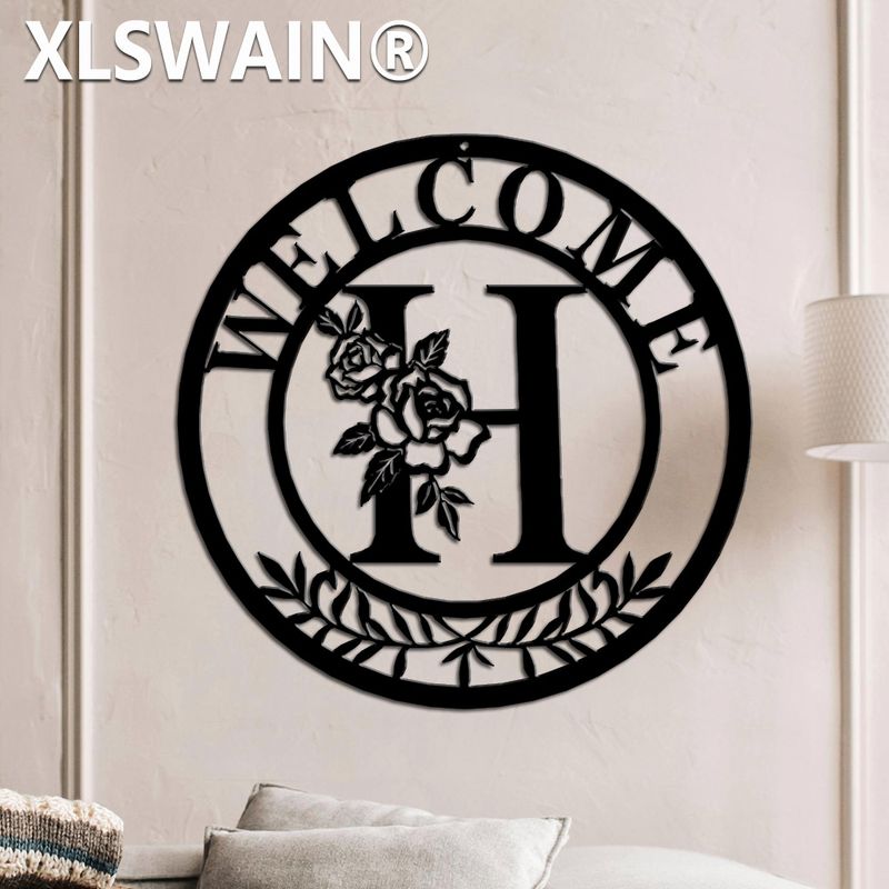 Welcome Sign Metal Wall Art, Split Letter Emblem Wall Art, Welcome Sign Wall Art, Suitable For Indoor And Outdoor Decoration_voghion.com