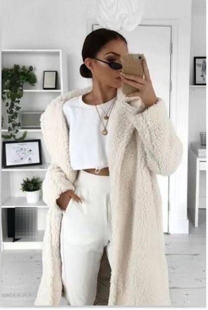 Women's Wool Blend Trench Coat, Classic Notched Collar, Long Sleeve Overcoat, Elegant & Timeless Outerwear (White, Beige, Gray – S To 5XL)_voghion.com