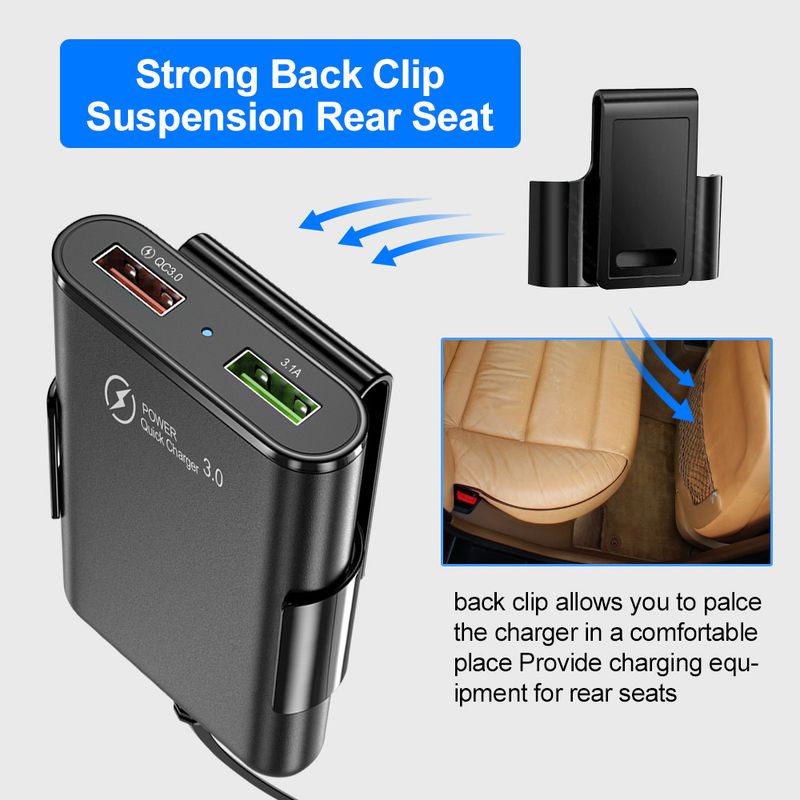Müzik Festivali QC3.0 ön ve arka şarj cihazları, hızlı 12A, bir ila dört, kablolu 4USB, çoklu flaş şarj, dört portlu araç şarjı_voghion.com