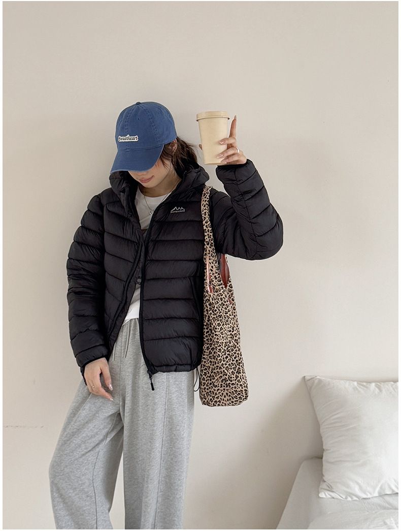 Women's Lightweight Hooded Puffer Jacket - Winter Warm Coat With Softshell Fabric, Slim Fit Zip-Up Outerwear For Casual & Commuting_voghion.com