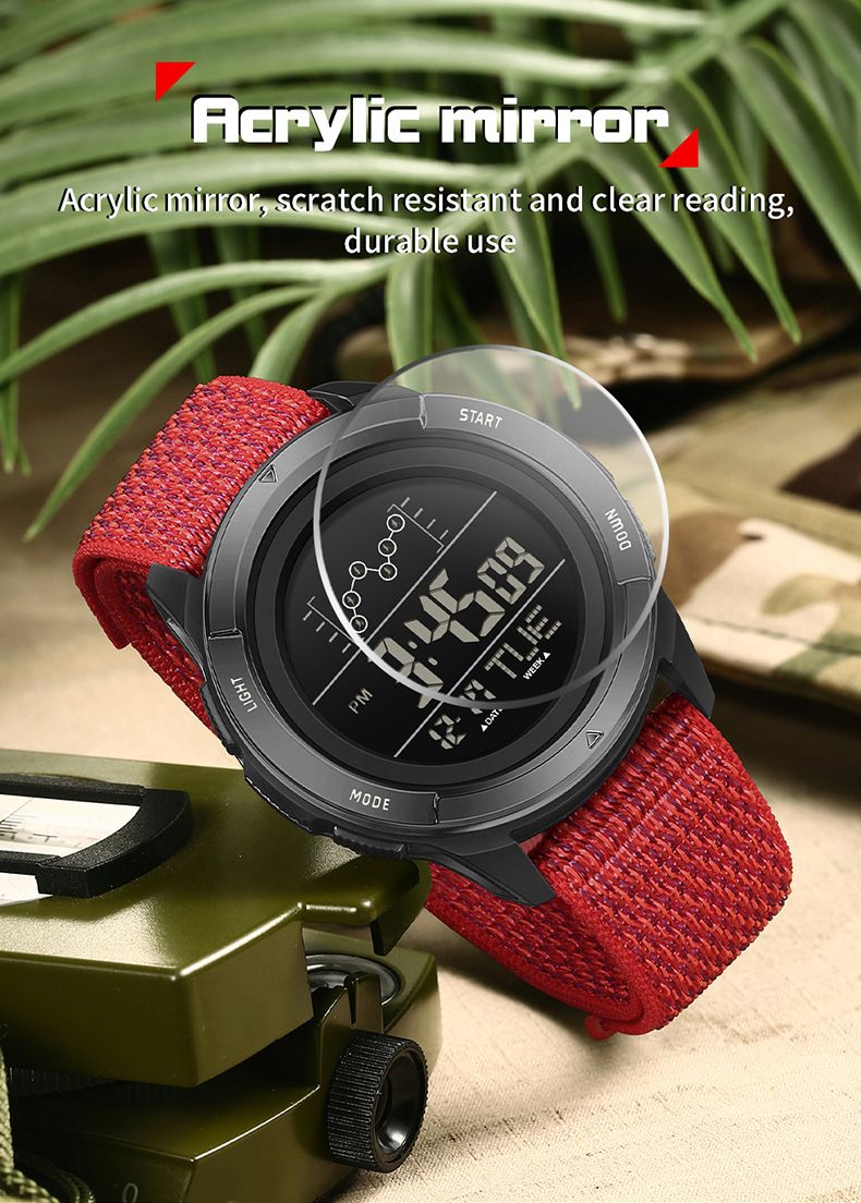 Digital Sports Watch For Students – 50M Waterproof, Multi-Function, Nylon Strap – LED Backlight & Military-Inspired Design_voghion.com
