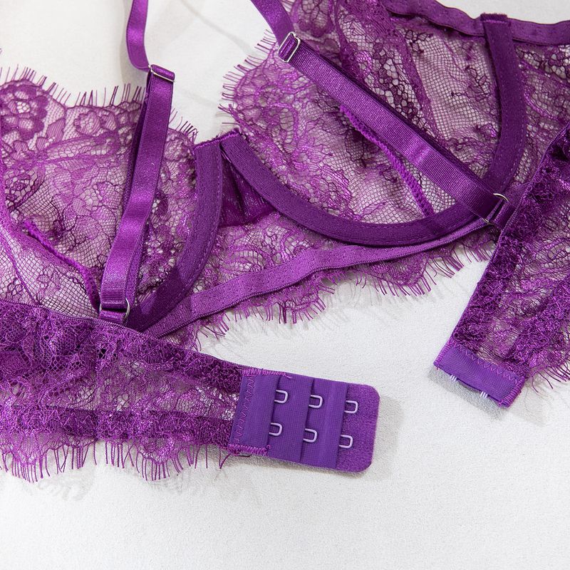 Women's Intimates Big Chest Small Thin Hollow Bra Thong Women's Underwear Set_voghion.com