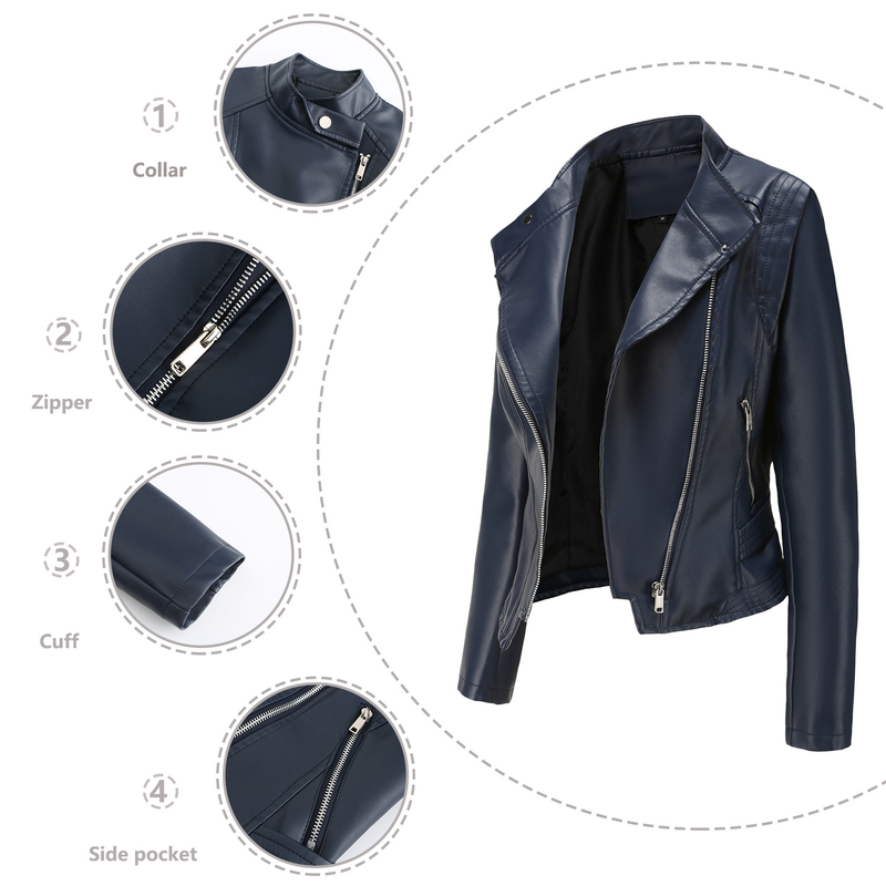2024 New PU Lapel Slim Fit Leather Spring Autumn Thin Long Sleeve Coat Short Women's Jacket_voghion.com
