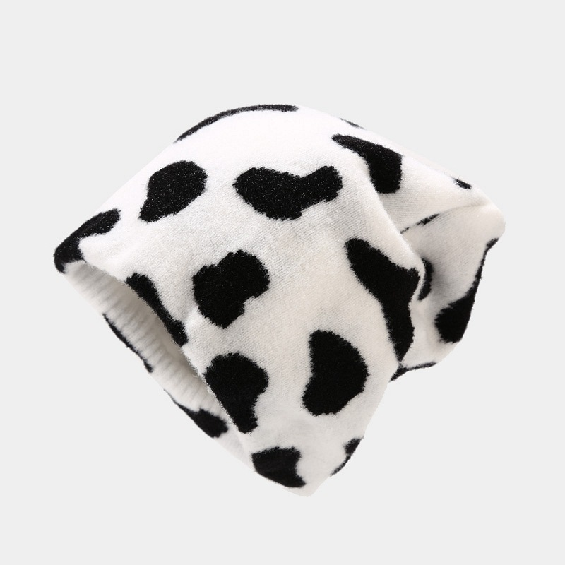 Nauja megzta kepurė-mėgėlė, karvės rašto, vaikiška, rudens ir žiemos laisvalaikio lauko šilta vilnonė kepurė, šalta kepurė_voghion.com