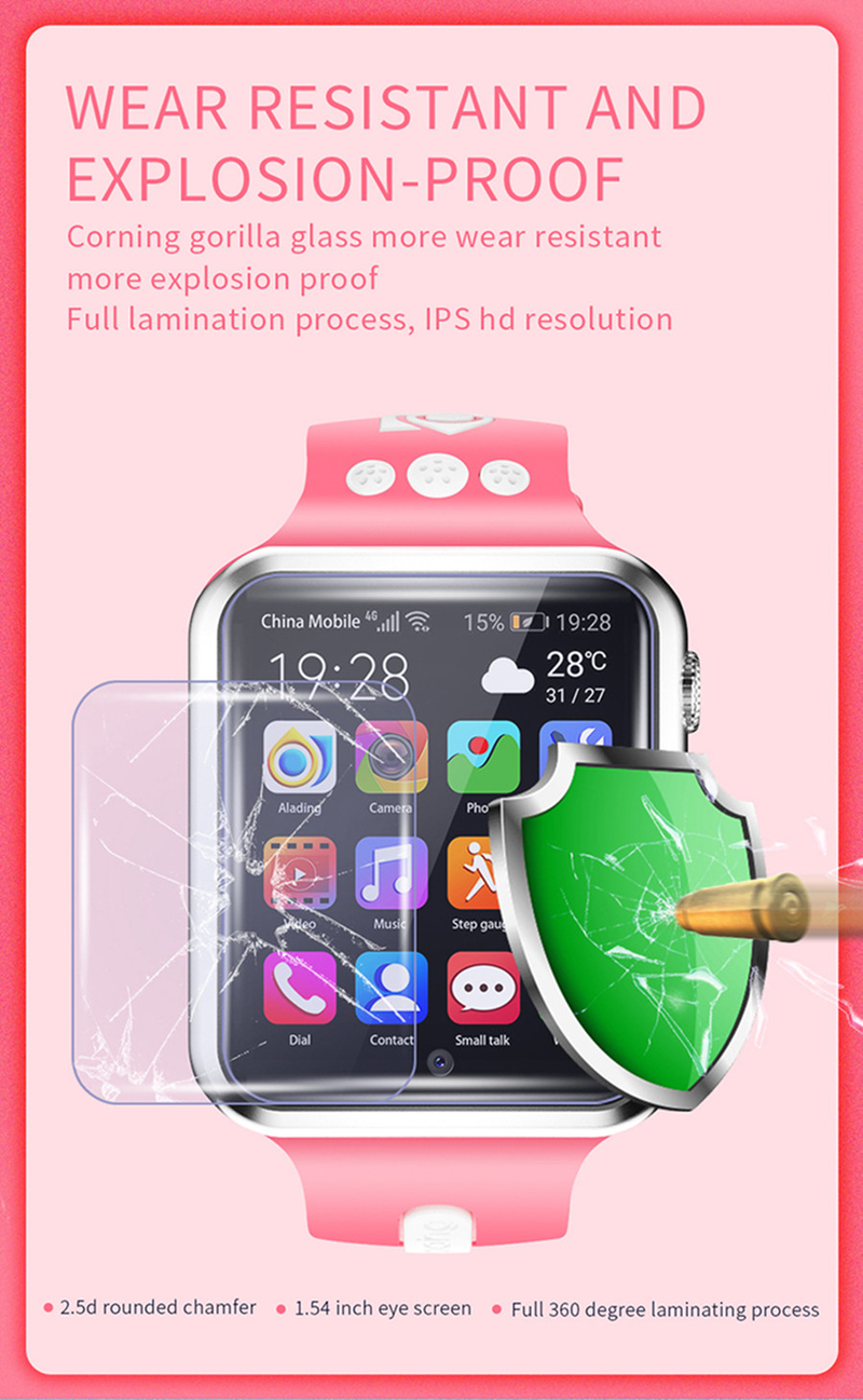 Montre connectée Android 9.0 4G W5 pour enfants, positionnement GPS, double caméra, enregistrement, Wifi, Internet, appels vidéo pour garçons et filles_voghion.com