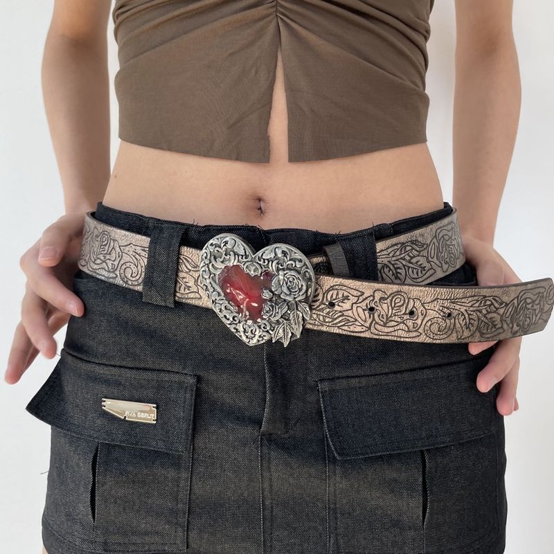 Cintura gotica versatile unisex con scritta in rilievo Love Y2K Spicy Girl in stile punk_voghion.com