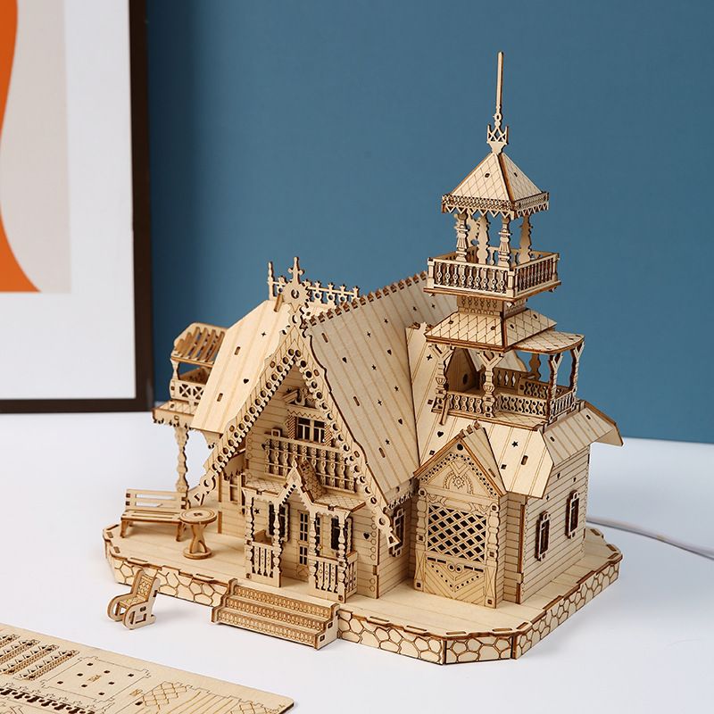 Novo quebra-cabeça tridimensional 3D brinquedos de madeira para crianças, brinquedos de montagem educacional DIY villa criativa_voghion.com