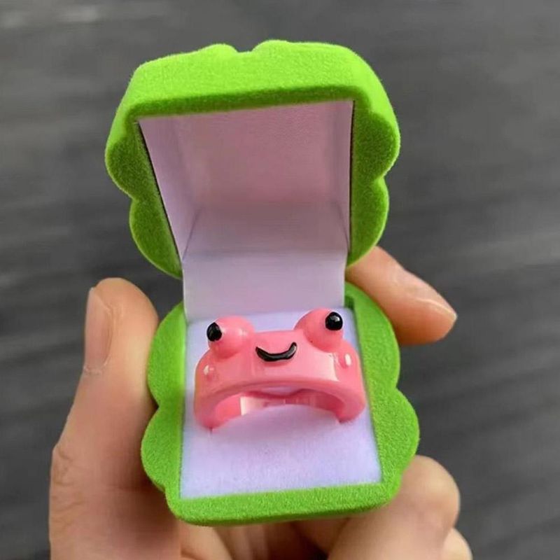 2025 Neuheiten Damen und Mädchen Grüner Froschring, Teenager-Schmuck mit Geschenkbox_voghion.com