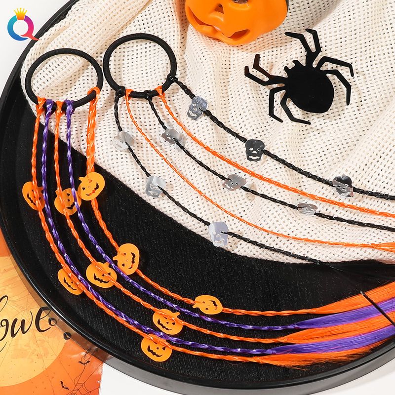 Helovīna parūka ķirbju matu virve sikspārņa galvas virve gumijas lente pīti mati sieviešu galvas saite matu aksesuārs_voghion.com