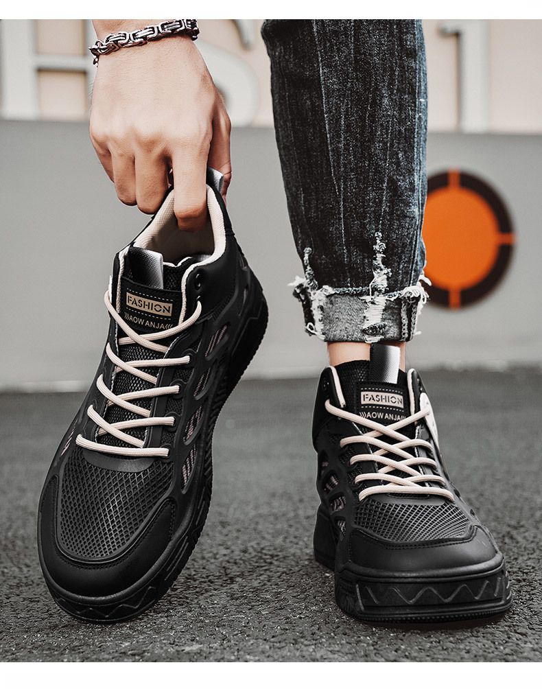 Zapatos Air Force One para hombre, zapatillas de deporte de caña alta de marca de moda popular, nuevo estilo de primavera, zapatos deportivos casuales transpirables de malla, zapatos blancos_voghion.com