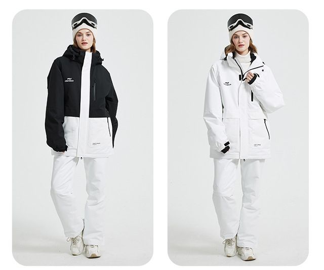 23 Korean Style Suit Set Unisex Windproof Waterproof Warm Couple Jacket Snowboard Ski Pants_voghion.com