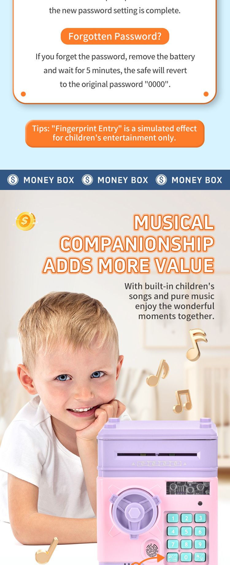Home & Garden Mini ATM Children's Fingerprint Banknote Verification Password Lock Piggy Bank Toy Boys Girls Toy Gift_voghion.com