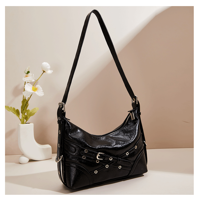 Borsa a tracolla monospalla sottobraccio piccola e versatile da pendolare, stile Spicy Girl, 2024, design motociclistico_voghion.com