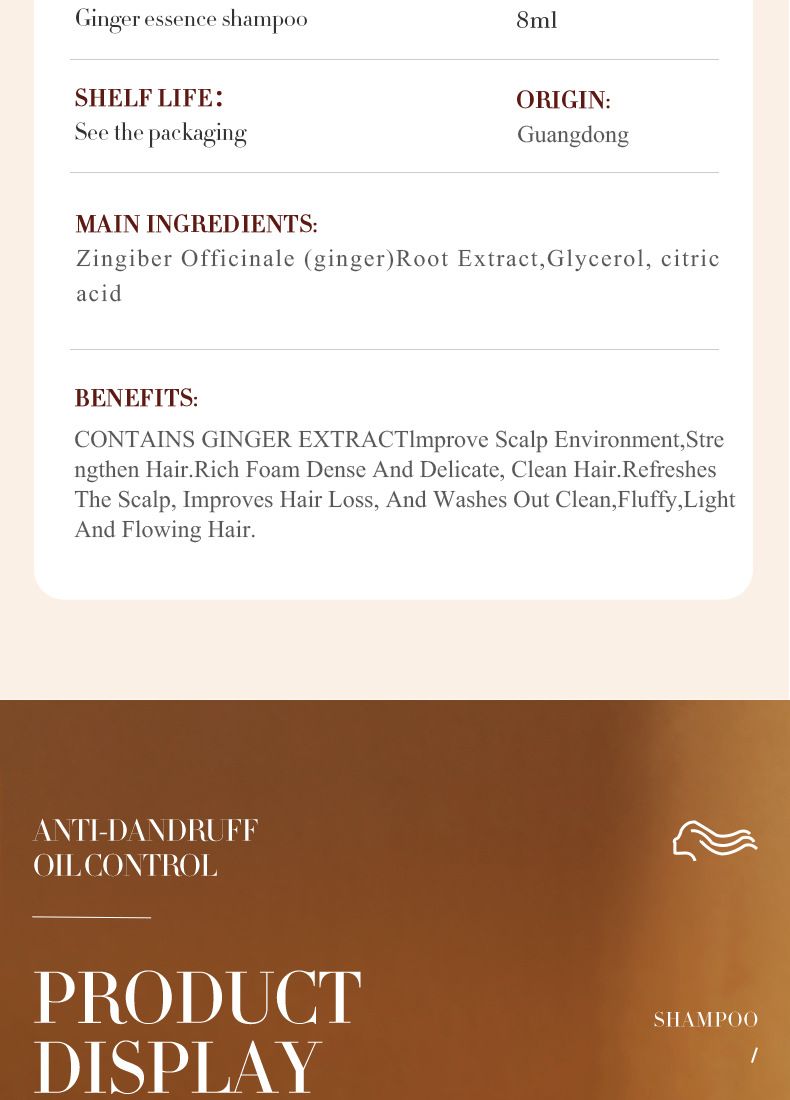 Full English Ginger Shampoo Bagged SADOER Moisturizing Smooth Deep Cleaning Portable Pack_voghion.com