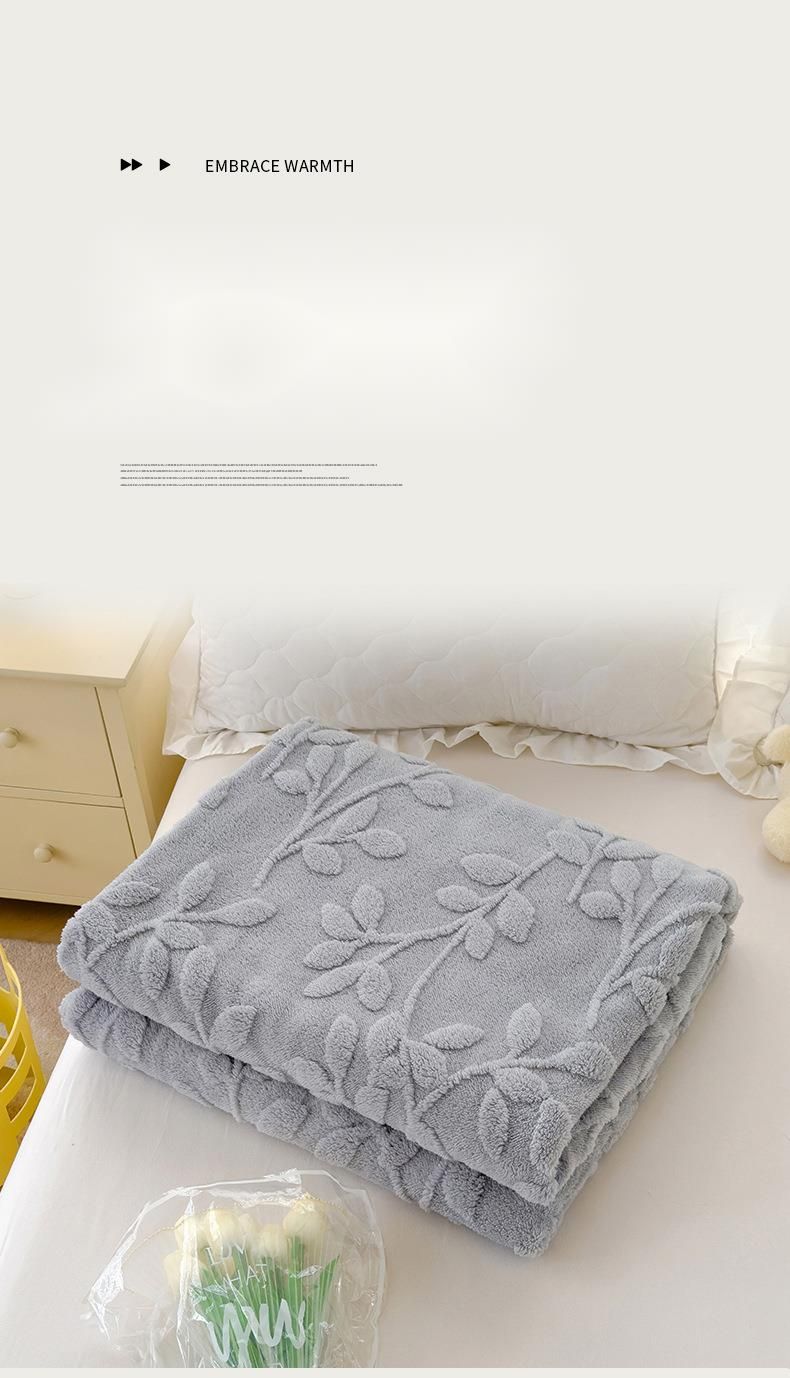 2025 New Fortune Tree Velvet Solid Color Jacquard Multi-Functional Throw Nap Air Conditioning Blanket_voghion.com