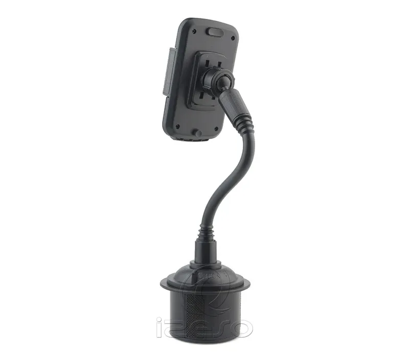 Universelle, verstellbare Schwanenhals-Autohalterung für Samsung S25 und iPhone 17 Pro Max mit Getränkehalter und Verkaufsverpackung_voghion.com