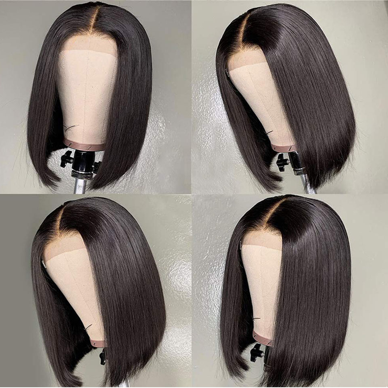 13x4-es csontegyenes bob front paróka nőknek HD átlátszó csipke frontális ragasztó nélküli paróka emberi hajból_voghion.com