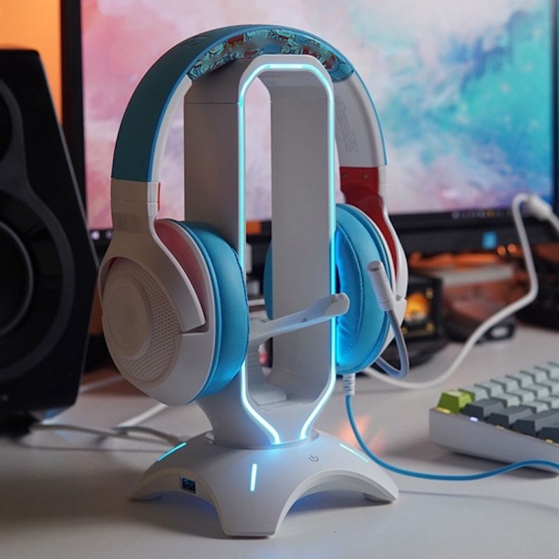 Supporto per cuffie RGB, supporto per cuffie over-ear, espositore da tavolo con 2 porte USB per giocatori, accessori per PC da gioco_voghion.com
