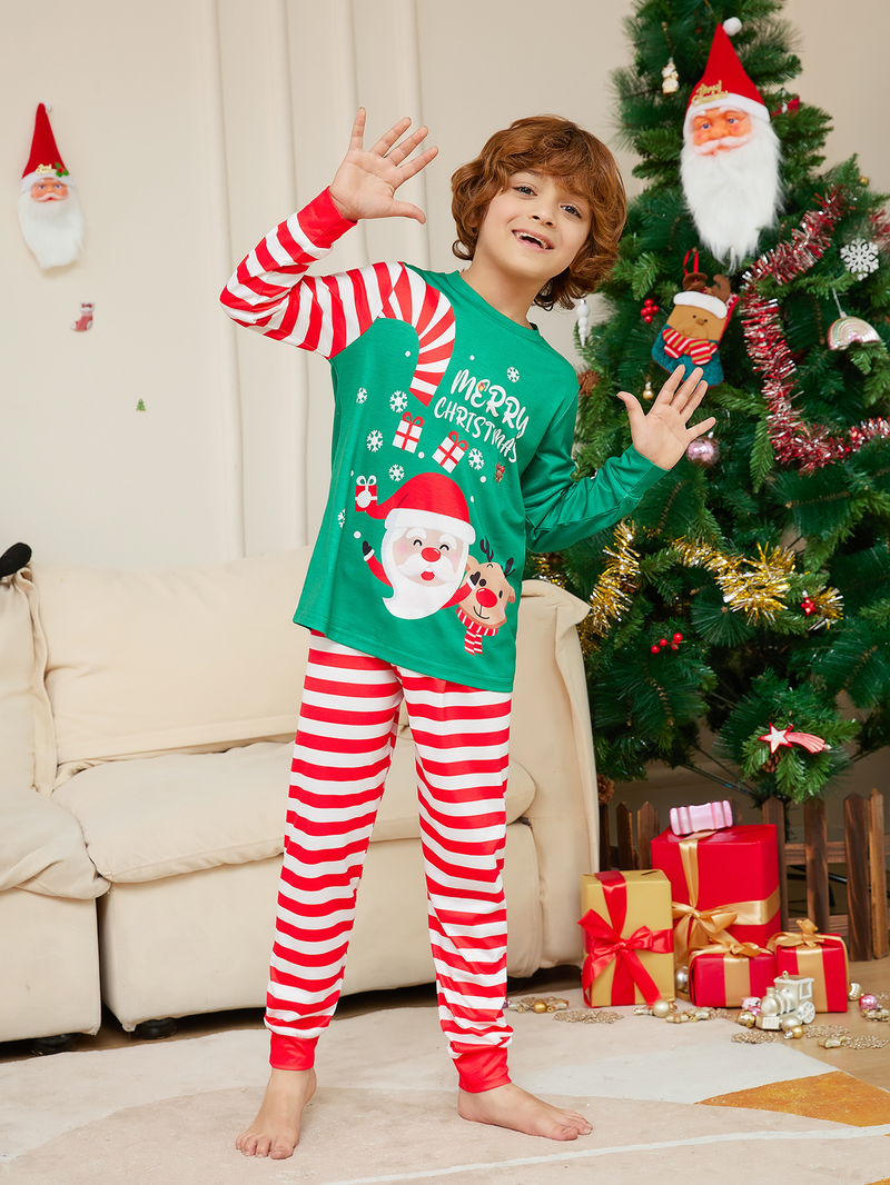 Pigiama natalizio per genitori e figli con stampa di lettere di Babbo Natale, set da casa_voghion.com