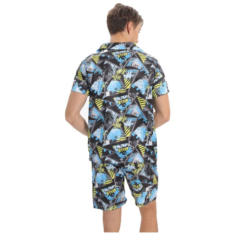 Kurzärmliges Pyjama- und Heimkleidungsset aus bedruckter Kunstseide für Herren_voghion.com