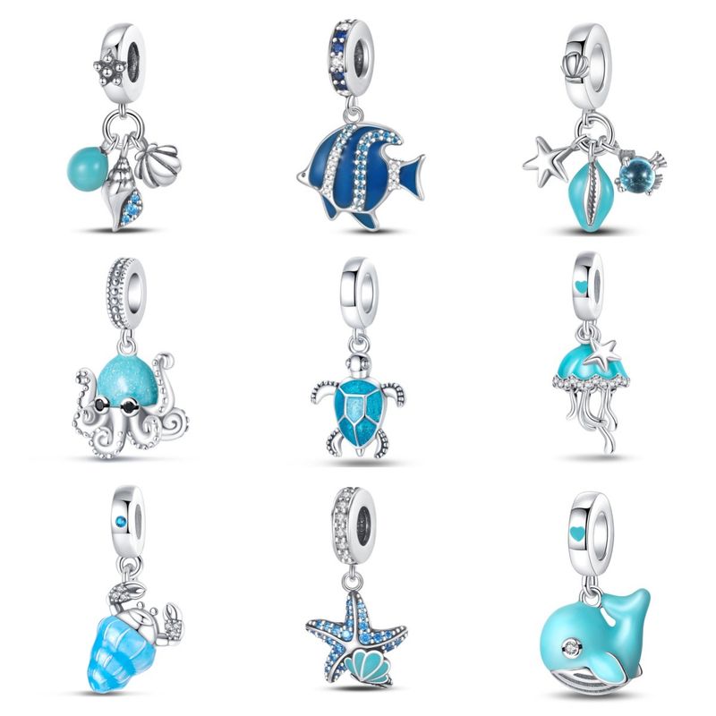 Women's Jewelry Luminous Ocean Style Shell Crab Dolphin Starfish Turtle Pendant Silver Plated DIY Jewelry Accessories Beads_voghion.com