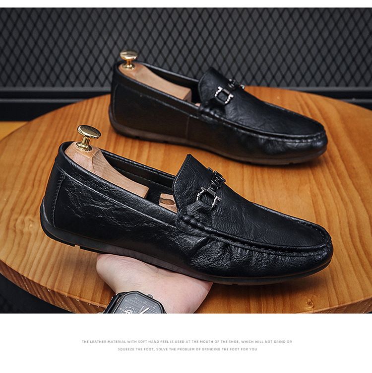 Scarpe casual alla moda in pelle con suola morbida e tomaia morbida da uomo_voghion.com