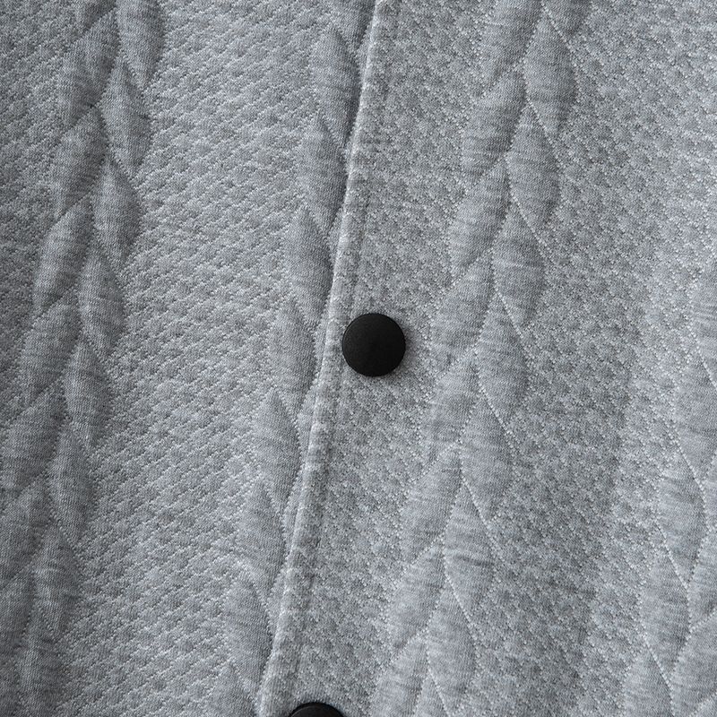 Men's Clothing autumn and winter men's baseball jacket knitted heavy jacquard solid color stand up collar casual drop shoulder button jacket men_voghion.com