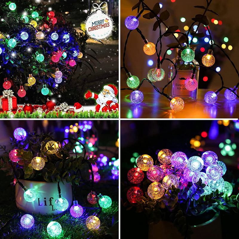 Zasilane energią słoneczną lampki choinkowe LED Bubble Ball – 5M/7M/12M kryształowe lampki choinkowe na Boże Narodzenie, do ogrodu, na imprezę i do dekoracji na zewnątrz_voghion.com