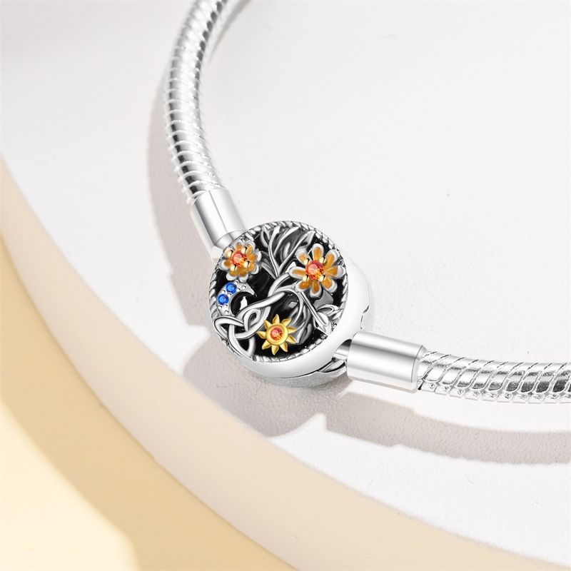 Gioielli da donna in argento 925 placcato rame bianco con albero della vita e fiocco di crisantemo, bracciale fai da te, ciondolo, perline, accessori_voghion.com