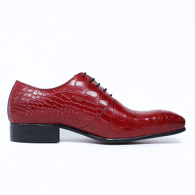 Scarpe da uomo formali da ufficio, da cerimonia, da cerimonia, in vera pelle goffrata con motivo a pietra_voghion.com