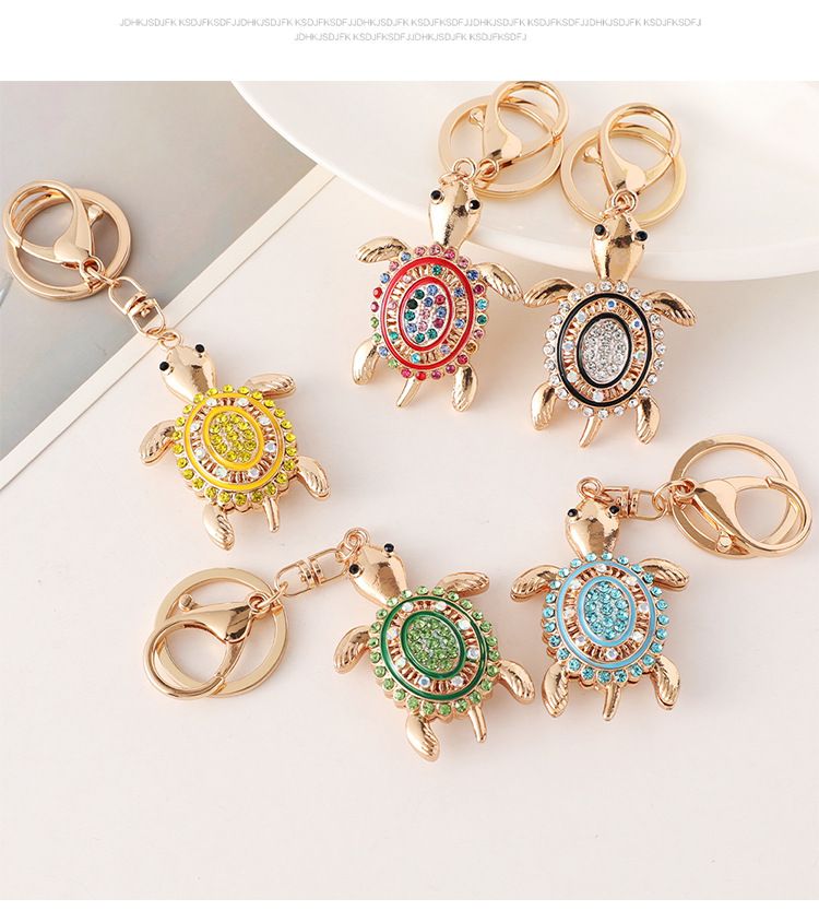 Portachiavi creativo con diamanti, grazioso accessorio per auto, ciondolo a forma di tartaruga colorata_voghion.com